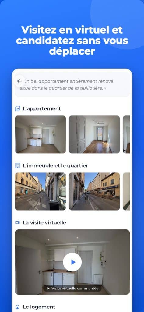 Les critères de recherche dans l'application ProjetLocation
